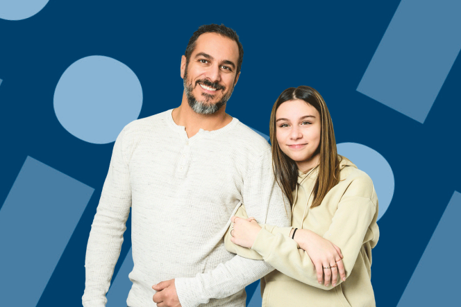 Tochter hakt sich beim Vater ein. Pageheader Vocatium fuer Eltern